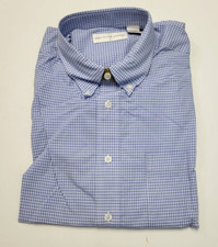 NOS vtg SAKS 5TH AVE Gingham Check Button Shirt Men LARGE L Blue New 100 Cotton