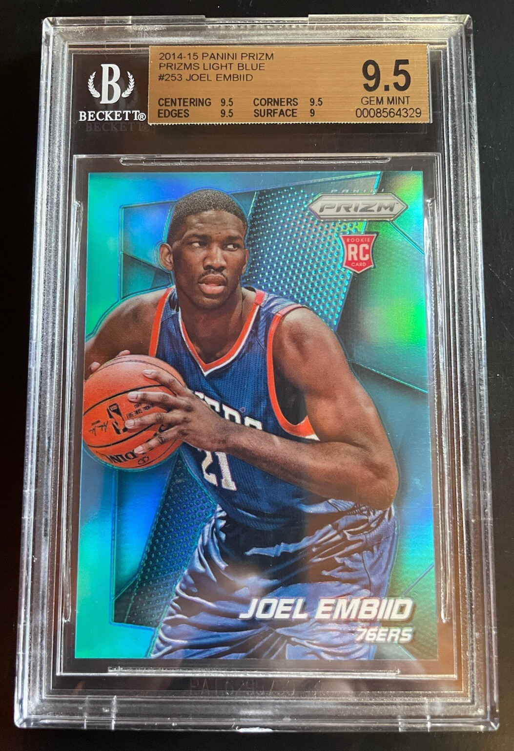 2014-15 Panini Prizm Light Blue Prizm /49 Joel Embiid BGS 9.5