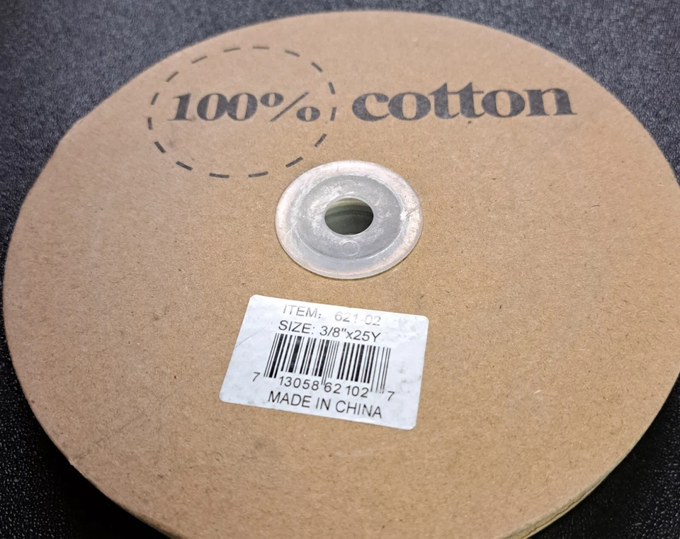 Cinta de sarga natural crema marfil espiga algodón 3/8" ancho 25yds Foto 2 de 3