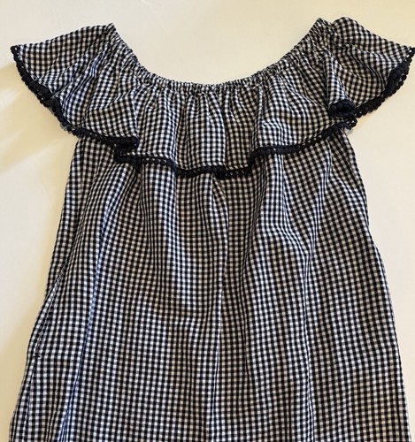 Tommy Bahama Womens Black White Gingham Linen Blend Off The Shoulder Dress Med. - Picture 11 of 12