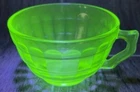Anchor Hocking Block Optic Coffee Tea Cup Uranium Vaseline Depression Glass