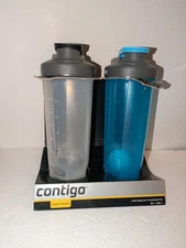 2pk Contigo Protein Shaker Bottles, Mixer Cups, Shake & Go, 28oz, Leak-Proof HTF
