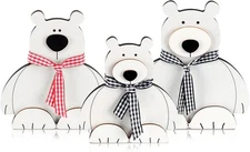 Barydat 3 Pcs Christmas Wooden Table Decorations White Polar Bear Rustic Centerp