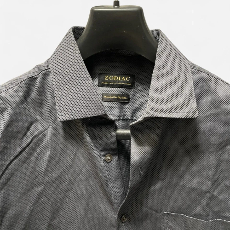 Camisa de Vestir ZODIAC Mystero4 TF Para Hombre Calce Ajustado Mercerizada D. Gris 16.75" Foto 3 de 4