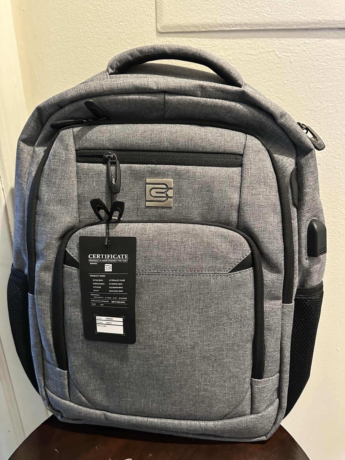 Travel Business Anti Theft Usb Charging School Bag Gray