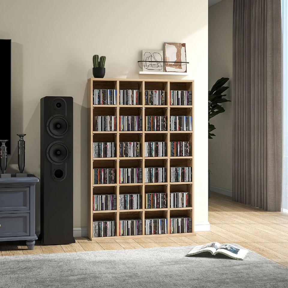 Mobile Porta CD per 456 CD o 336 DVD 89x20x130.5 cm Legno R432ND DecHome - Immagine 2 di 4
