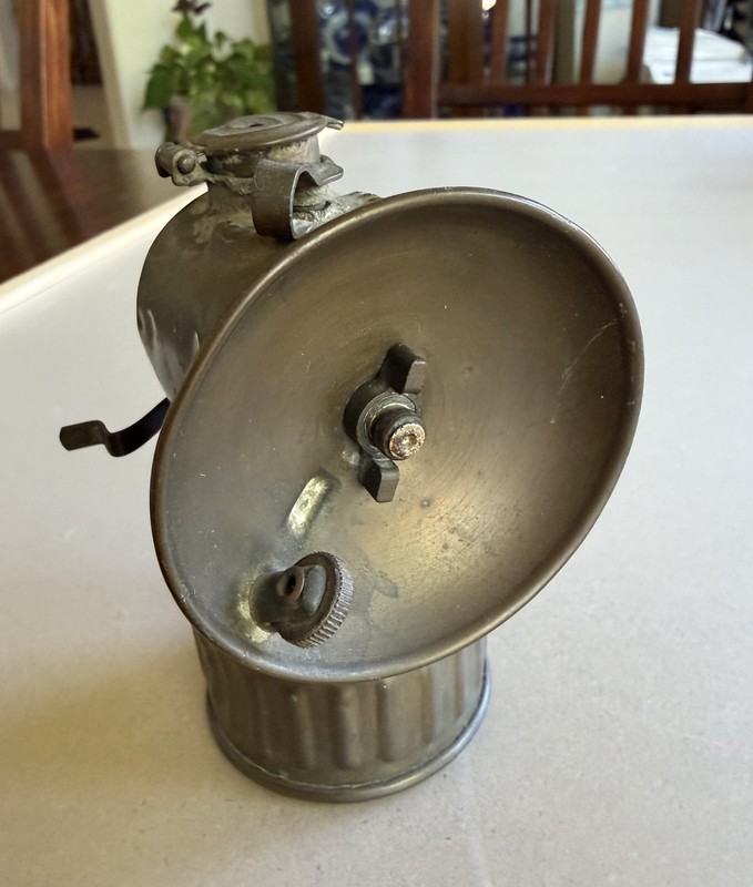 Vtg Just rite Justrite Miner Carbide Lamp Made In USA Trade Mark Pat Applied For