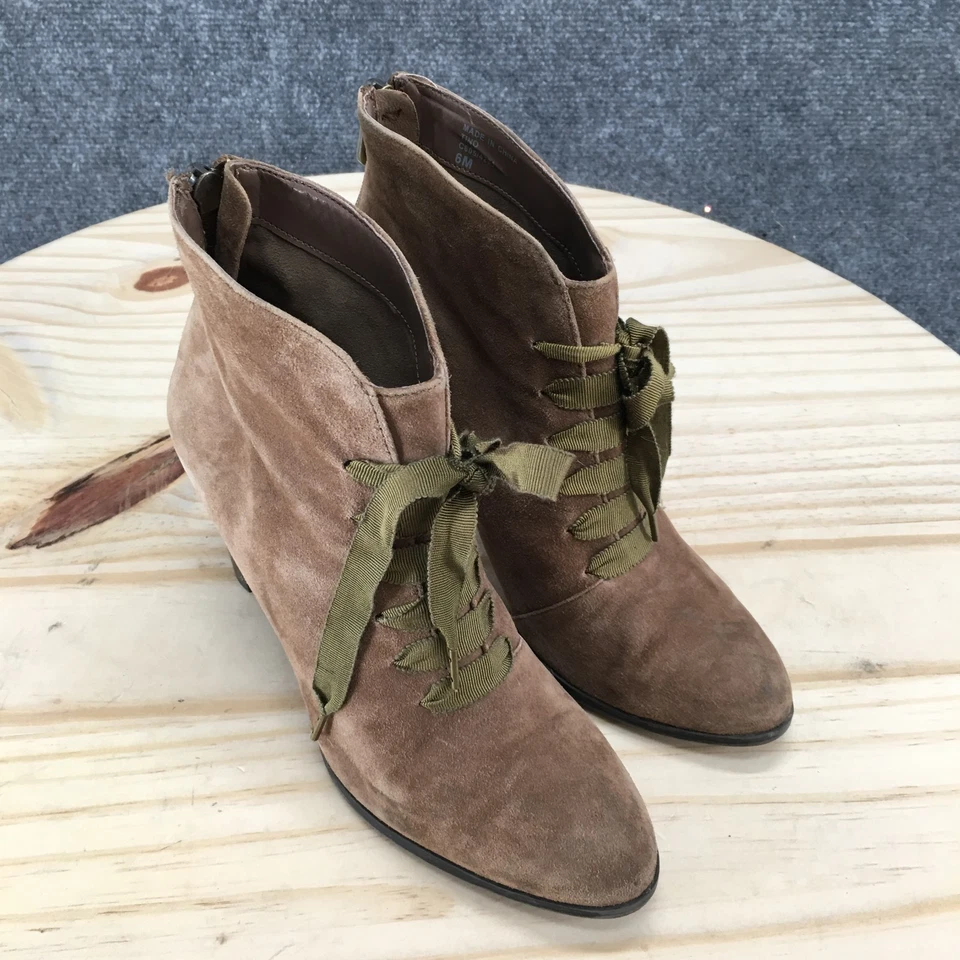 Женские сапоги Adrienne Vittadini 6 M ботильоны на шнуровке каблуки коричневая замша - Изображение 3 из 4