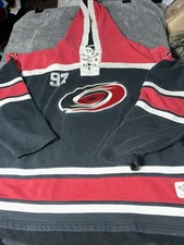 Carolina Hurricanes Old Time Hockey Laced Jersey Hoodie Men 2XL Distressed