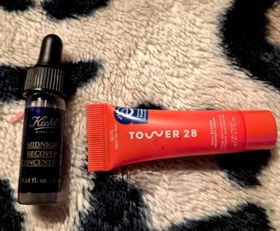 Lot of 2 Travel-Size Skincare   Tower 28 SOS Cream + Kiehl s Midnight Recovery