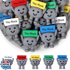 Gejoy 25 Pcs Mini Rubber Stone Toys Positive Gifts Mini Rock Stones Decoratio