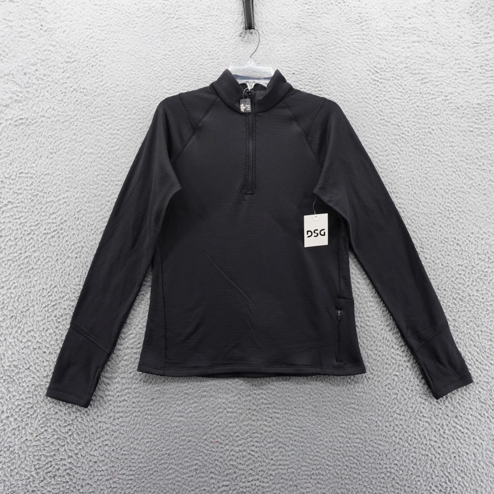 DSG Womens Run Grid Pullover Pure Black Sweatshirt Medium 1/4 Zip NEW