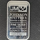 1 oz .999 Fine Silver Bar Johnson Matthey Assayers & Refiners