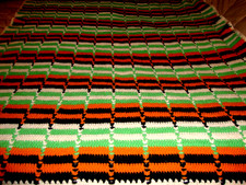 True Vintage Hand-Knitted Afghan Throw Blanket 50 x 65 Great Fall Colors 410