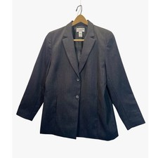 Pendleton Women's Blazer Size 12 Charcoal Gray 100 Virgin Wool Classic Fit