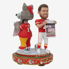 Harrison Butker & KC Wolf Chiefs Back to Back Super Bowl Dual Spinner Bobblehead