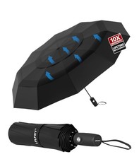 Travel Umbrella Compact with Auto Open/Close, Fiberglass Frame  Vented Tripl...
