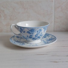 Whittard Of Chelsea Cup Saucer Duo Blue White Fine Bone China Chintz Flower