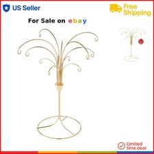 Gold-Toned Metal Ornament Stand Tree 11.5" H Collectible Display Holder