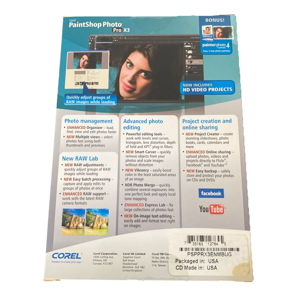 Corel PaintShop Photo Pro X3 NEW Unopened XP Vista Windows 7 - Image 2 of 4
