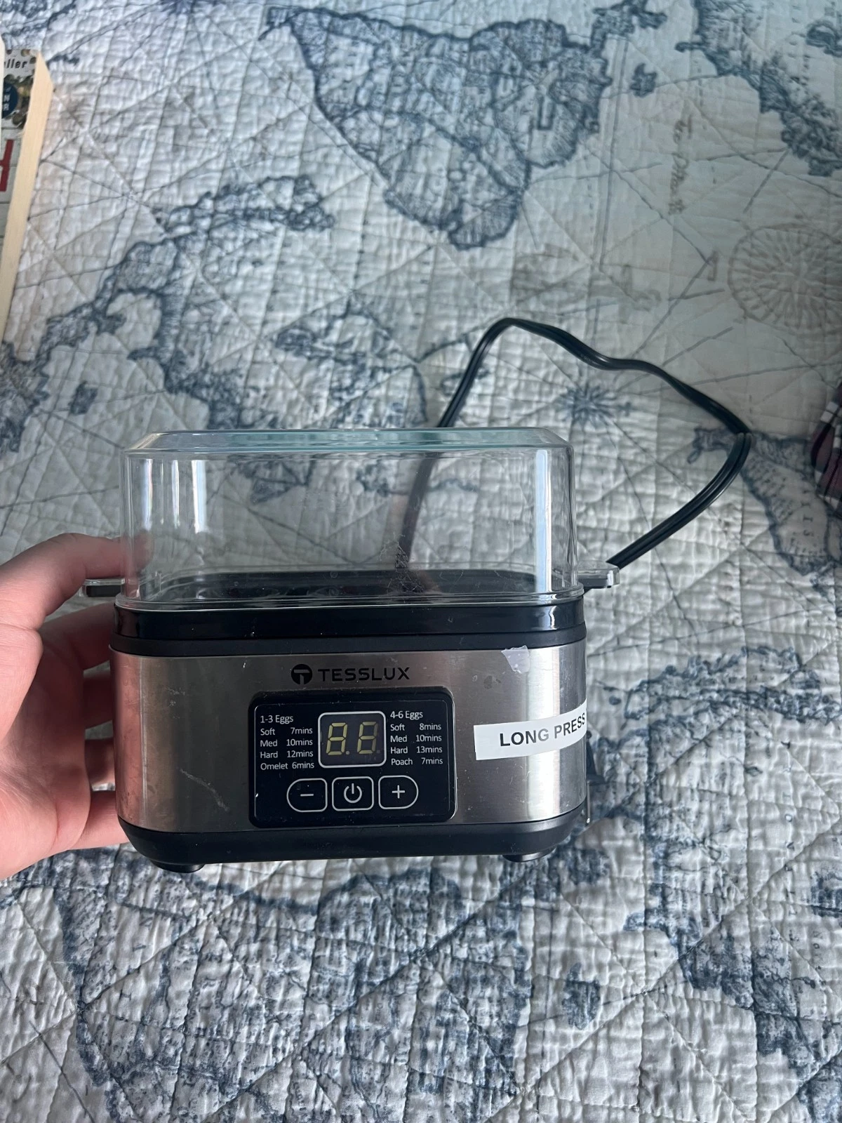 Tesslux Electric Egg Cooker – 6 Egg Capacity Digital Timer (Used, Works)