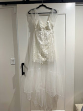 For Love Lemons White Lace Tulle V-Neck A-Line Fit Flare Corset Boho