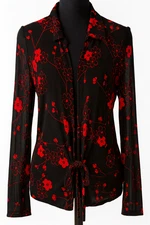 Messino Y2K Goth Grunge Red Floral Tie Front Jacket Top Blouse XL