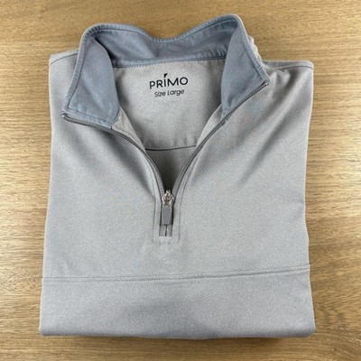 PRIMO 1/4 Zip Gray Pullover Athletic Golf Sweater Shrit Men s Large L