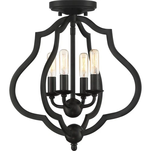 Quoizel OKF1715 O'Keefe 4 Light 15"W Semi-Flush Ceiling Fixture - Black - Picture 1 of 12