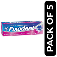 Fixodent Denture Adhesive Cream, Original Strong & Long Hold | 21g x Pack of 5