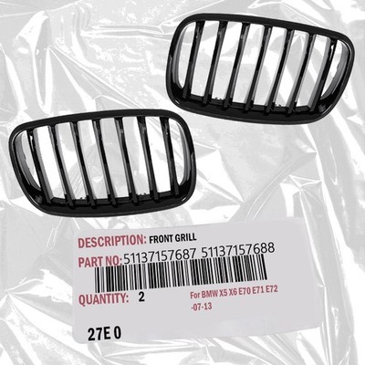 For BMW X5 X6 E70 E71 2007~2013 Painted Glossy Black Front Grille Grill Kidney