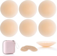 Nipple Covers 3 Pairs, Pasties for Women Reusable, Ultra Thin Nude