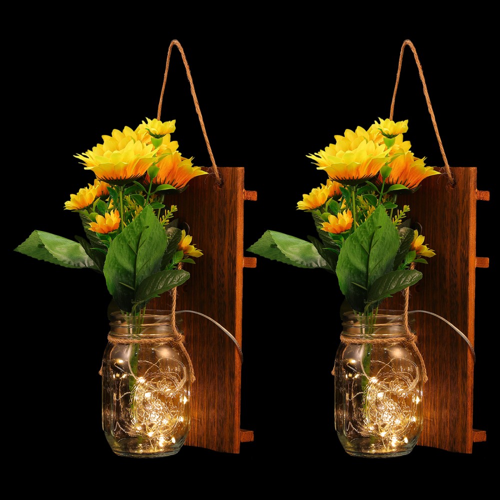 Señal De Puerta De Tarro De Masón Led Luz De Hadas Chic Shabby