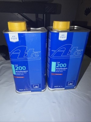 2 pack of ATE Original TYP 200 Racing Quality DOT 4 Brake Fluid, 1L Can Bent