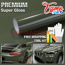 ESSMO PET Super Gloss Combat Green Car Vehicle Vinyl Wrap Decal Gloss Like Paint