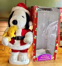 Santa's Best Snoopy & Woodstock Holiday Animation / Animatronic in Box Working