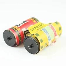 Lot of 2 EMPTY Vintage Metal 127 Roll Film Spools with Vintage Backing Paper