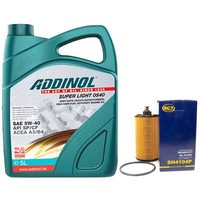 MotoröL Set 5W-40 Addinol 5 Liter + ÖLfilter SH 4104 P FüR Chevrolet Cruze 1.6