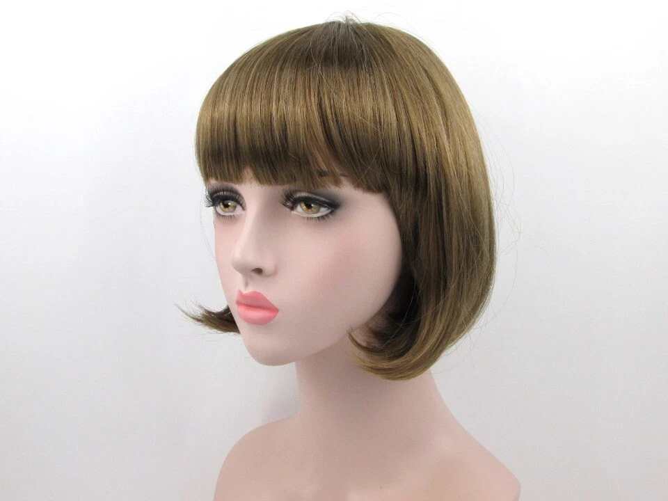 MUJER CORTA BARBILLA-LONGITUD RECTA ELEGANTE BOB PELUCA CON UNA PÁGINA TRASERA TRAMADA CHICO PRECIOSO Foto 4 de 4