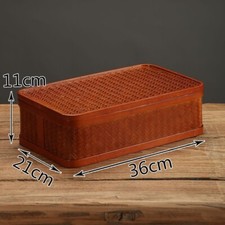 1PC Japanese Handmade Bamboo Woven Basket Food Storage Organizer Box Retro Home