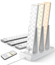 6PACK 3 Color Temp LED Motion Sensor Wireless Cabinet Light w/Charging Station