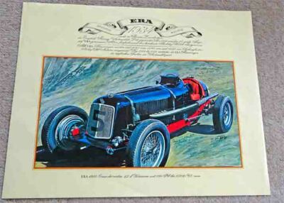Kunstblatt Oldtimer ERA 1934 Autorennen England Bourne Poster Bild ca.41,5x30 cm