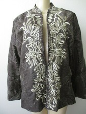Floral Jacket Chicos Brown Gold Embroidered Long Sleeve Plus Size NEW