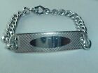 Vintage Blank Id Identification Bracelet Silver Tone Metal