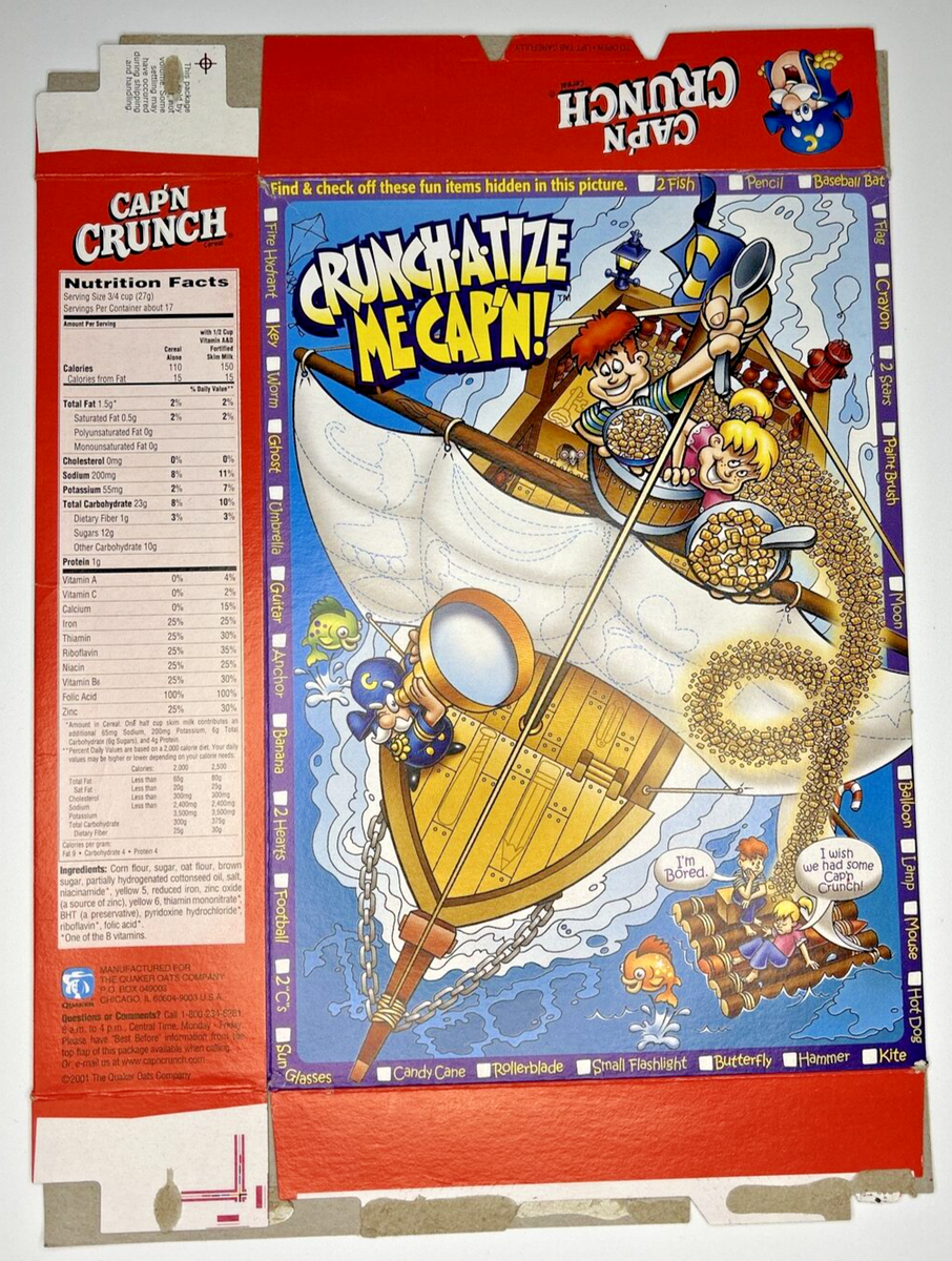 2003 Empty Cap'n Crunch Crunch-a-tize Me 16OZ Cereal Box SKU U198
