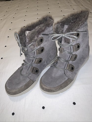 NEW SOREL Explorer Joan Women’s 8.5 Quarry Waterproof Leather/Suede Lace Up Boot - Picture 3 of 13
