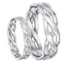 His & Hers 9ct White Gold Celtic Wedding Bands 5mm & 6mm Solid Hallmarked Rings