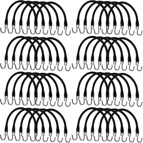 Set of (40) 15" Inch Heavy Duty Natural Rubber Bungee Cords with S Hooks - Picture 1 of 9