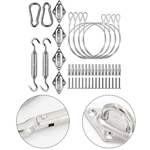 Heavy Duty Stainless Steel Shade Sail Hardware Kit 44 Pieces for Sun Shade - Picture 14 of 14