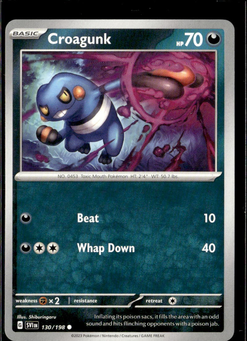Pokemon Croagunk 130/198 Scarlet Violet Base Non Holo Common  2 Card Lot